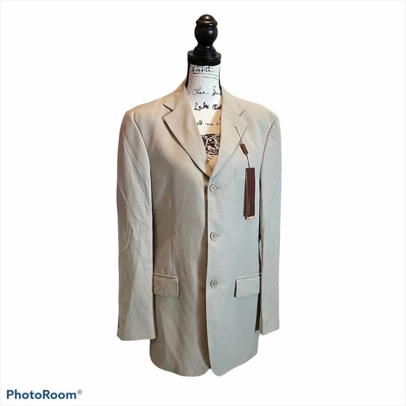Marks & Spencer Suit Jacket Blazer Sport Coat Beige Stone Size 38R Formal - Picture 1 of 11
